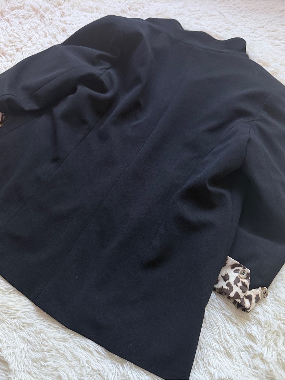 ANDREE BY UNIT Black Blazer with Leopard-Print Trim - Picture 3 of 3